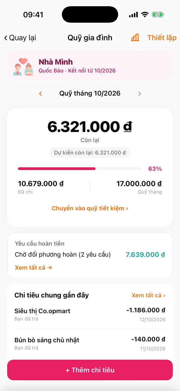 Màn hình quỹ gia đình