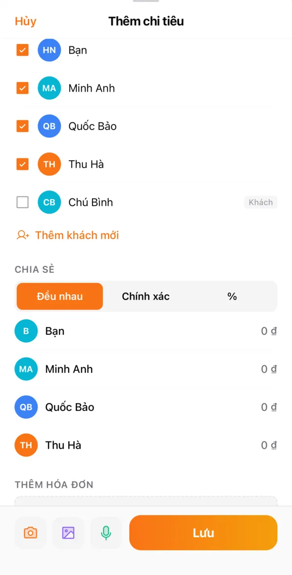 Chọn người cùng chia trong chuyến đi