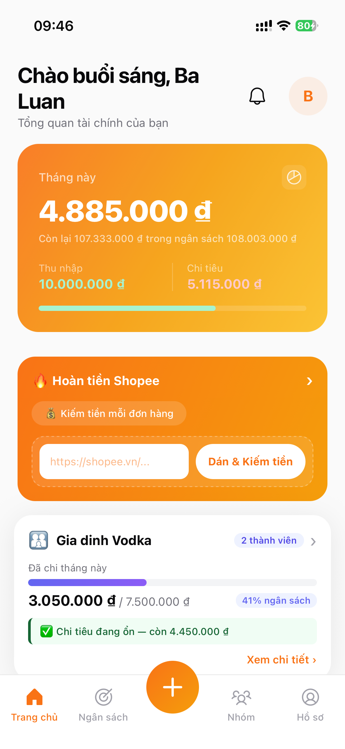 Hướng dẫn dán link Shopee vào app Moni để nhận hoàn tiền